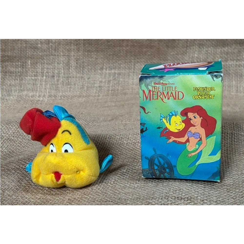 Vintage The Little Mermaid Flounder Plush Ornament Disney McDonalds Fish Kitsch